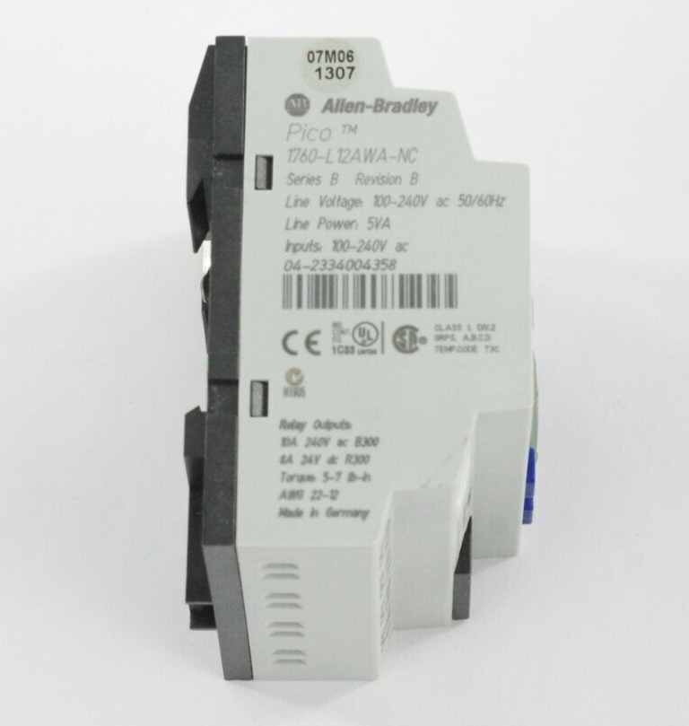 Allen Bradley 1760-L12AWA-NC Ser B Pico Controller 8-In/4-Out + 1760-MM1