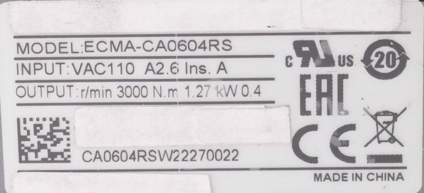 Delta ECMA-CA0604RS AC Servo Motor 400W 3000rpm 1.27Nm ECMACA0604RS