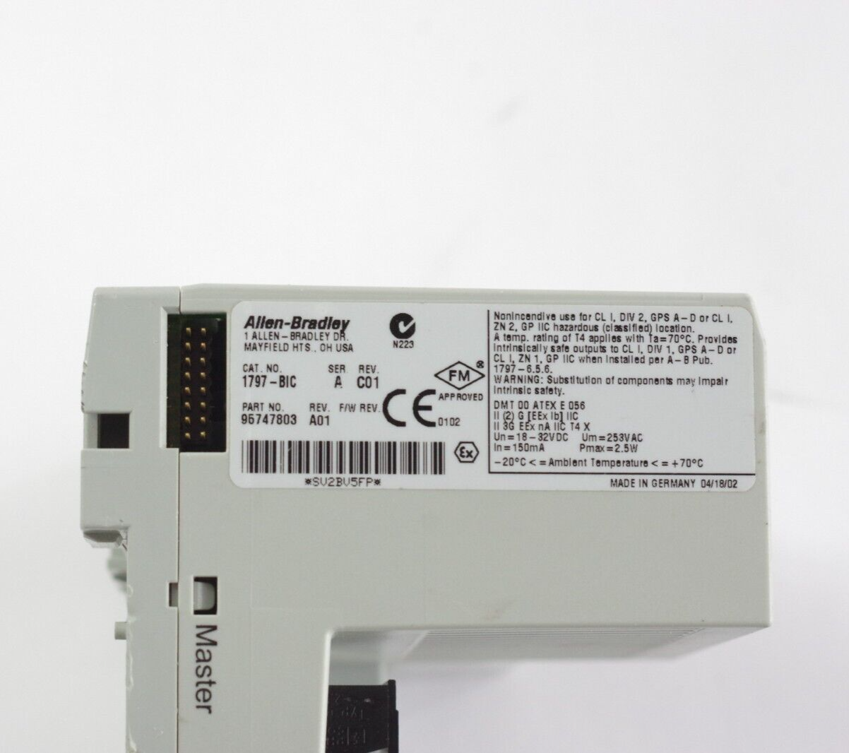 Allen Bradley 1797-BIC Ser A Rev C01 FlexEx Bus Extender Isolator Module + CEC