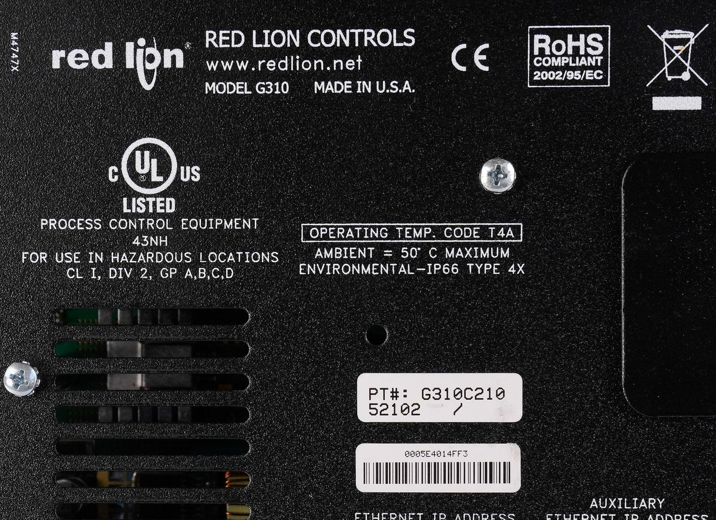 Red Lion Controls G310C210 G3 Series G310 10.4" Color Touchscreen HMI Display