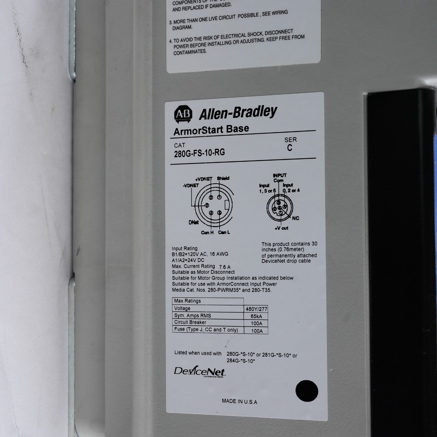 Allen Bradley 280G-FS-10-RG /C ArmorStart Base + 281G-F12S-10B-RRG-CBG /C
