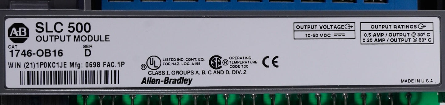 Allen Bradley 1746-OB16 /D SLC500 Output Card Module 1746OB16 - Open Box