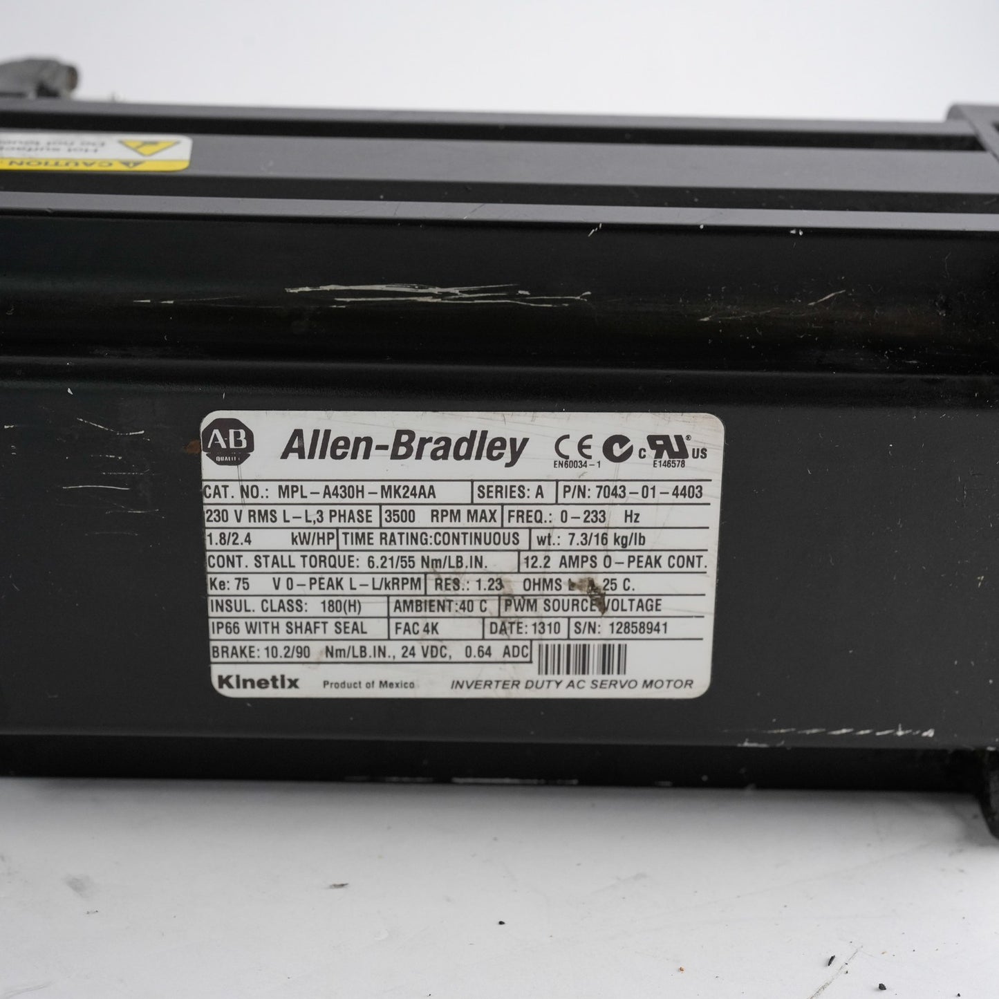 Allen Bradley MPL-A430H-MK24AA /A 3-Phase Servo Motor MPLA430HMK24AA