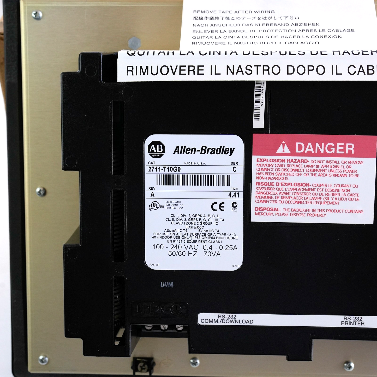 Allen Bradley 2711-T10G9 /C Rev A FRN 4.41 Panelview 1000 Terminal - Open Box