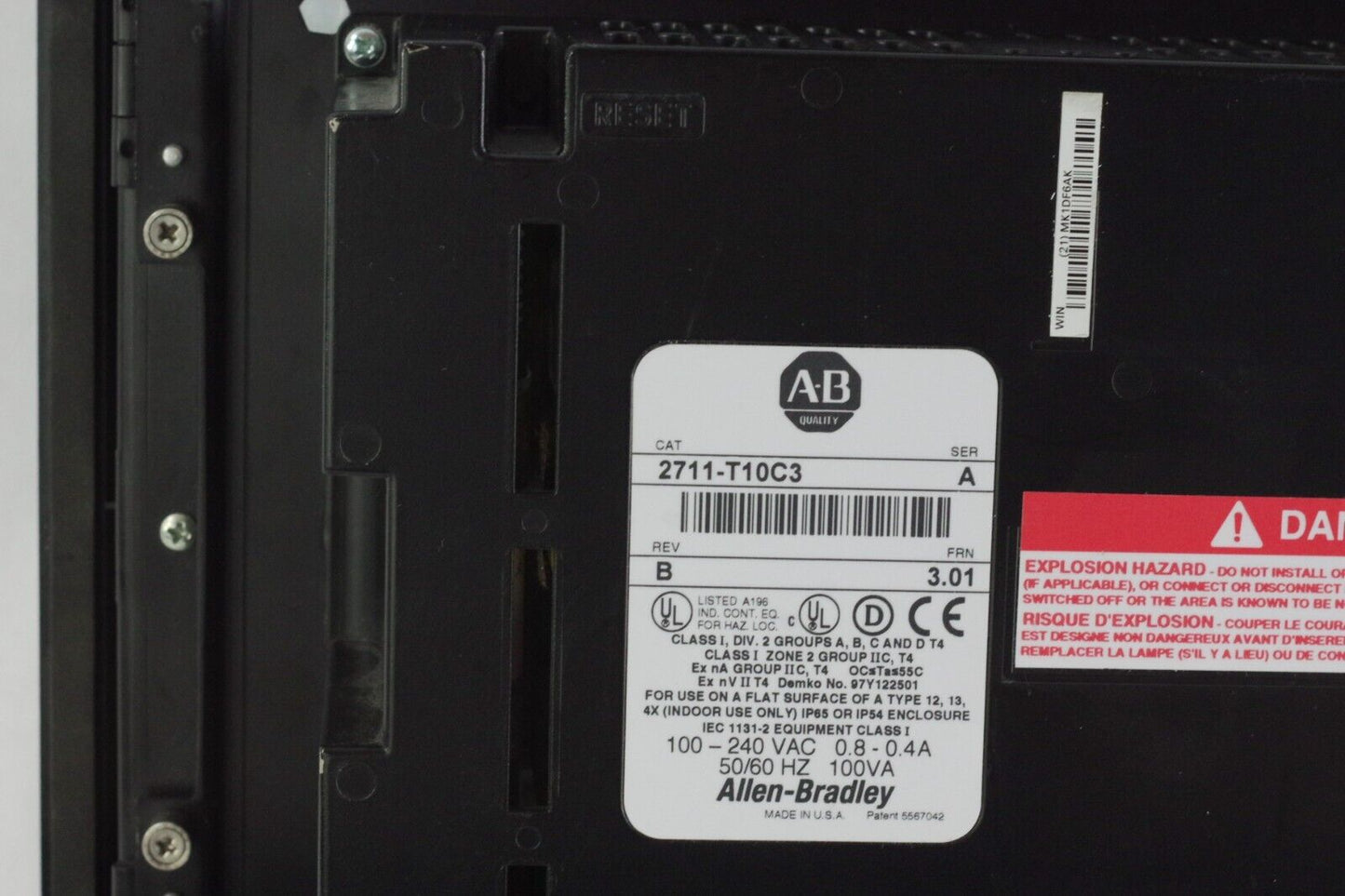 Allen Bradley 2711-T10C3 Ser A Rev B FRN 3.01 10" Panelview 1000 Terminal