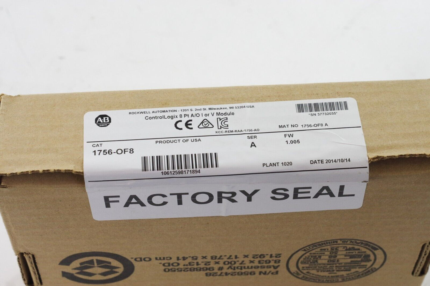 Allen-Bradley 1756-OF8 Ser A ControlLogix PLC Output Module - Surplus New Sealed