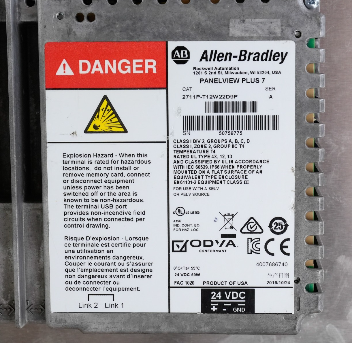 Allen Bradley 2711P-T12W22D9P /A PanelView Plus 7 Terminal - Refurbished