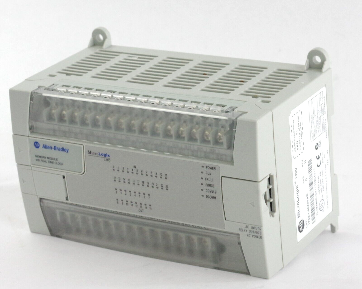 Allen Bradley MicroLogix 1200 1762-L40AWAR Ser C 40 Point Controller + MM1RTC/A