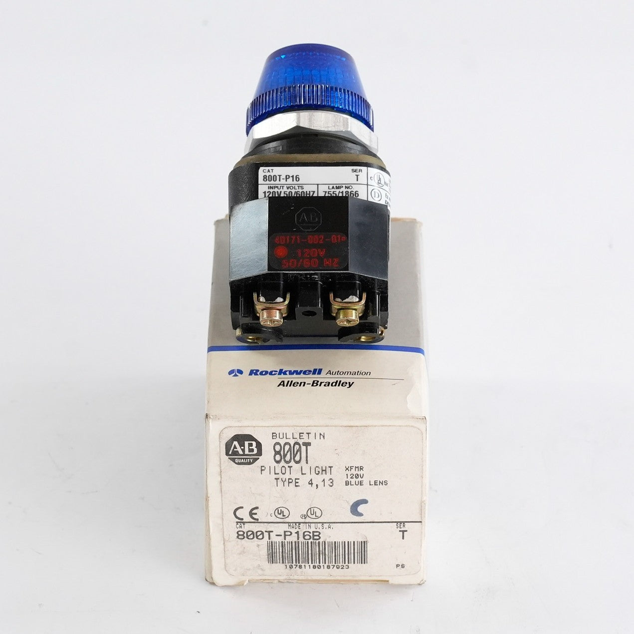 Allen Bradley 800T-P16B /T Blue Pilot light 120V 50/60Hz 800TP16B - Open Box