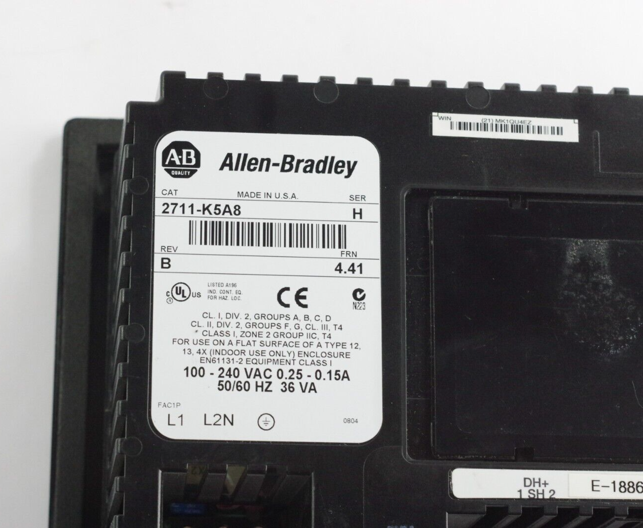 Allen Bradley 2711-K5A8 Ser H Rev B FRN 4.41 Panelview 550 Terminal