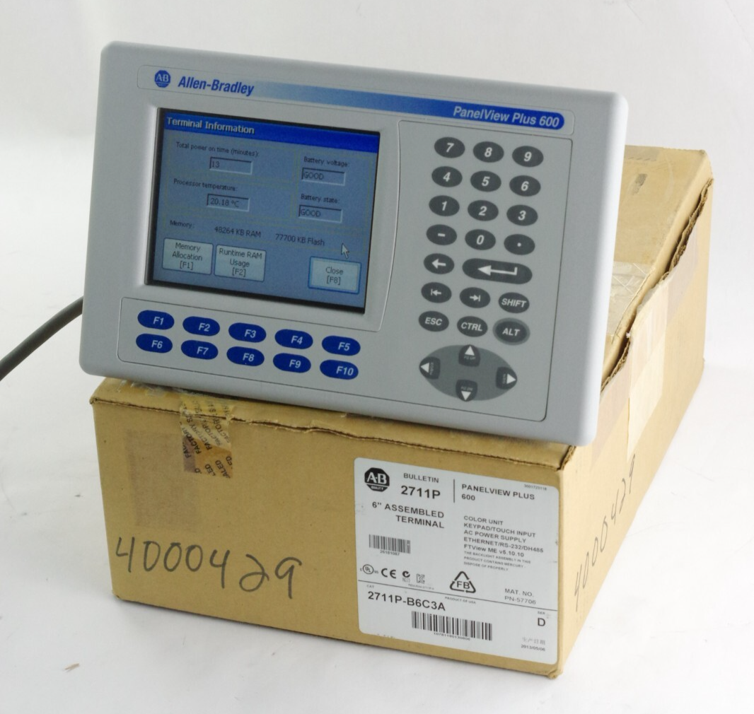 Allen Bradley 2711P-B6C3A /D PanelView Plus 600 + 2711P-RN3 - Open Box