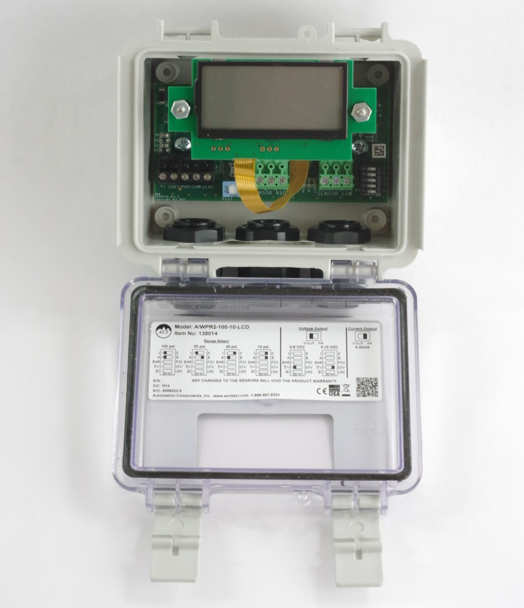 Automation Components Inc A/WPR2-100-10-LCD Wet-to-Wet 0-100 PSI WPR2-100