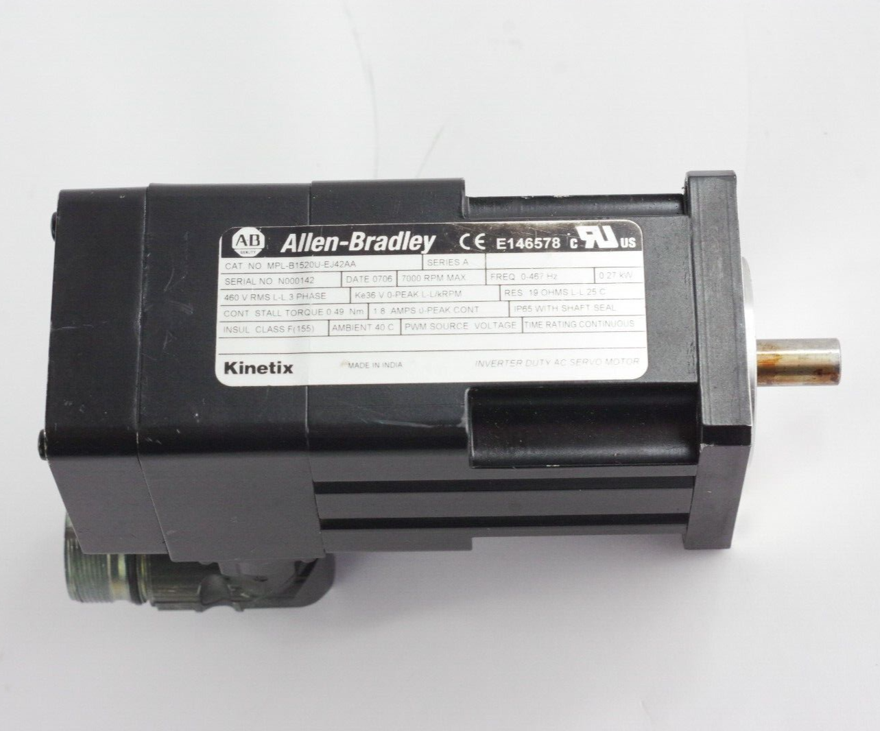Allen Bradley MPL-B1520U-EJ42AA /A 3-Phase 0.27kW 7000RPM Servo Motor