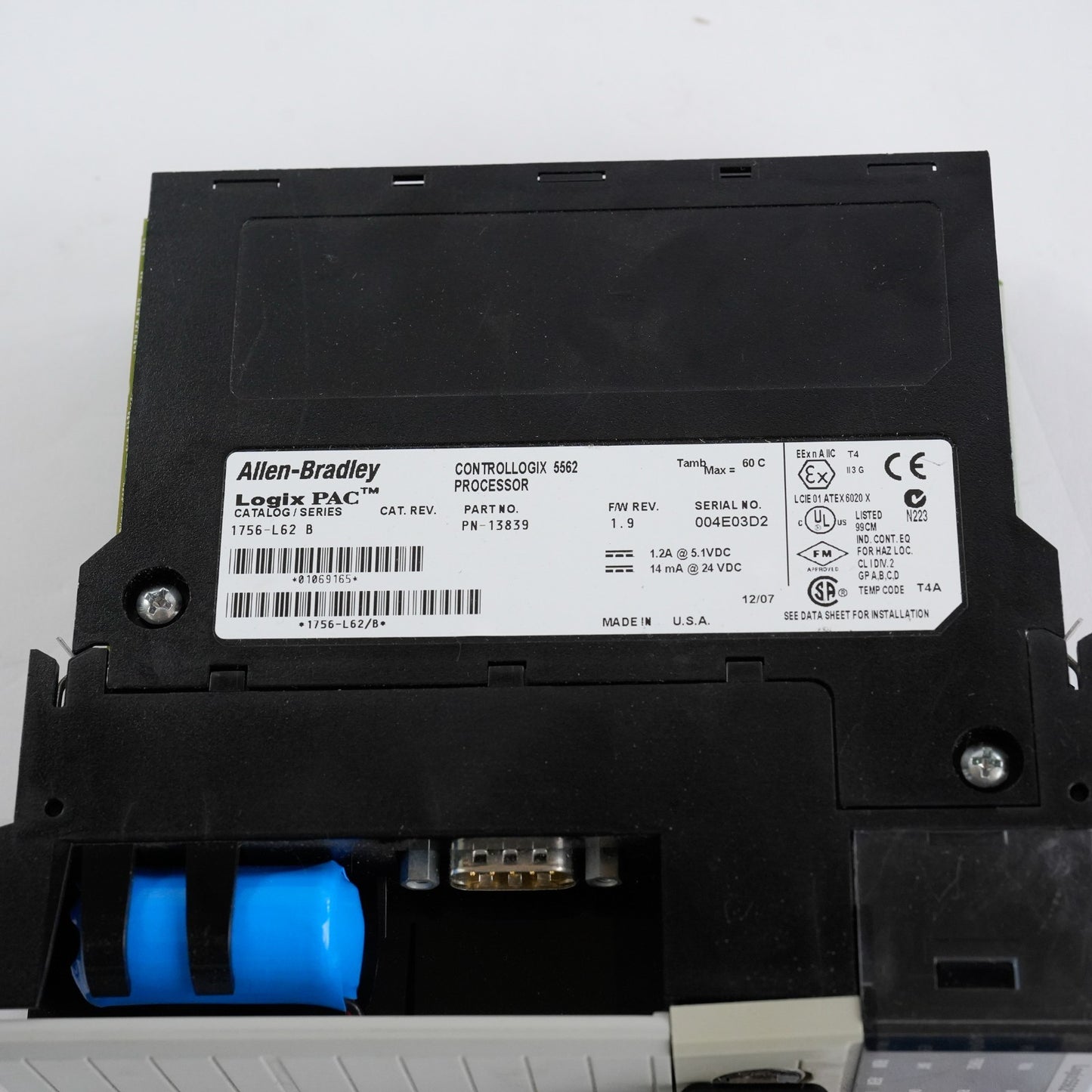Allen Bradley 1756-L62 /B ControlLogix 5562 Processor F/W REV 1.9 w/ Key & Door