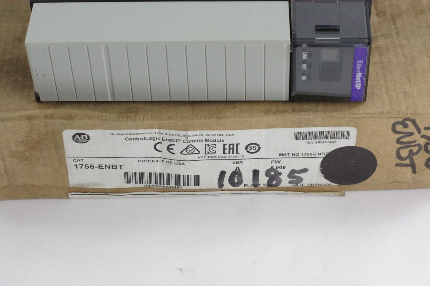 Allen Bradley 1756-ENBT Ser A ControlLogix EtherNet/IP Module PLC - Open Box