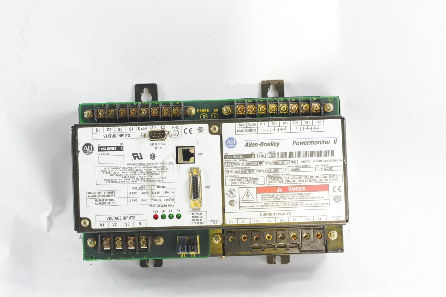 Allen Bradley 1403-MM05A / 1403MM05A Ser B Powermonitor II + 1403-NENET