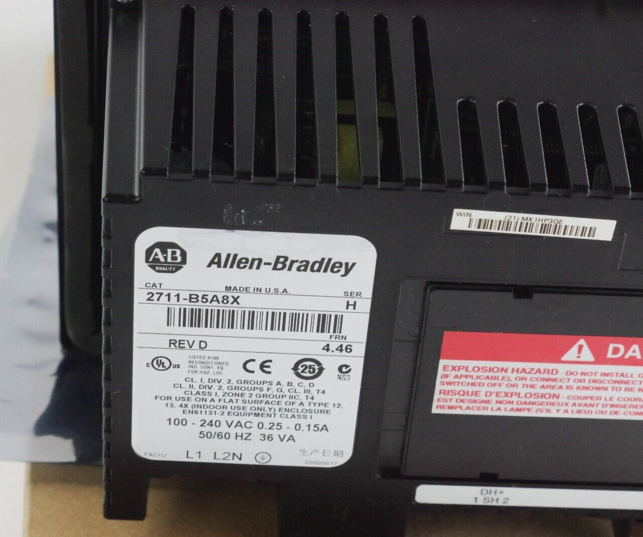 Allen Bradley 2711-B5A8X Ser H Rev D FRN 4.46 Panelview 550 - Refurbished