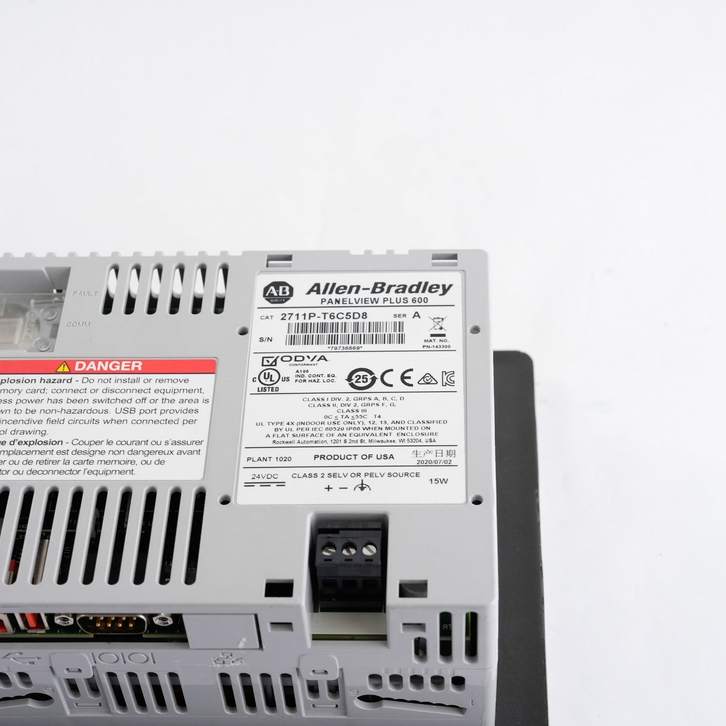 Allen Bradley 2711P-T6C5D8 Ser A PanelView Plus 600 Terminal - Refurbished