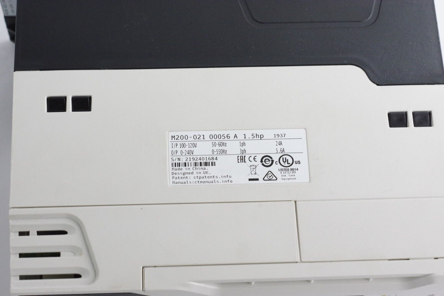Emerson Nidec M200-021 00056A 1ph 100-120V 1.1kW Inverter / M200-021-00056-A