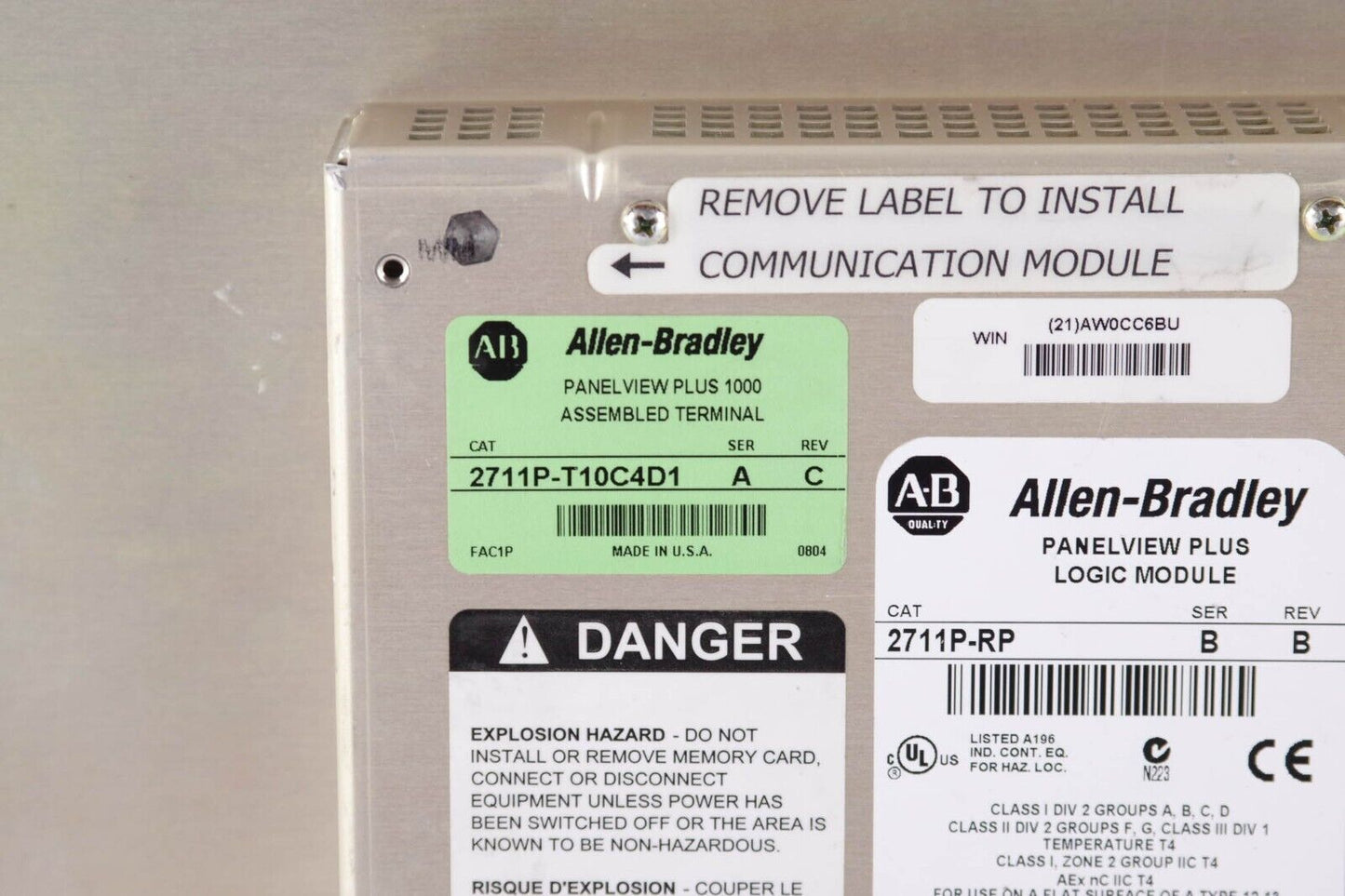 Allen Bradley 2711P-T10C4D1 /APanelview Plus 1000 RDT10C + RP1 /B (New Overlay)