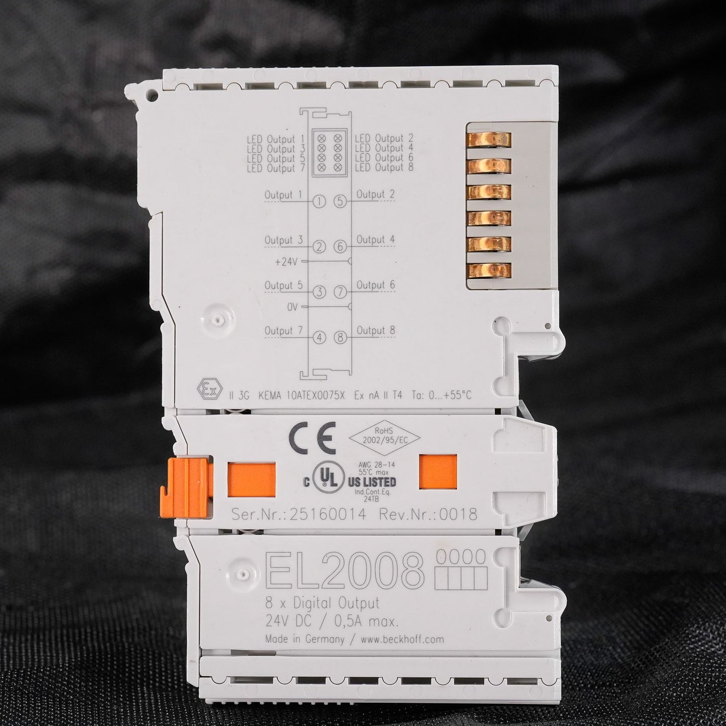 Beckhoff EL2008 EtherCAT 8-Channel Digital Output Module 24VDC 0.5A