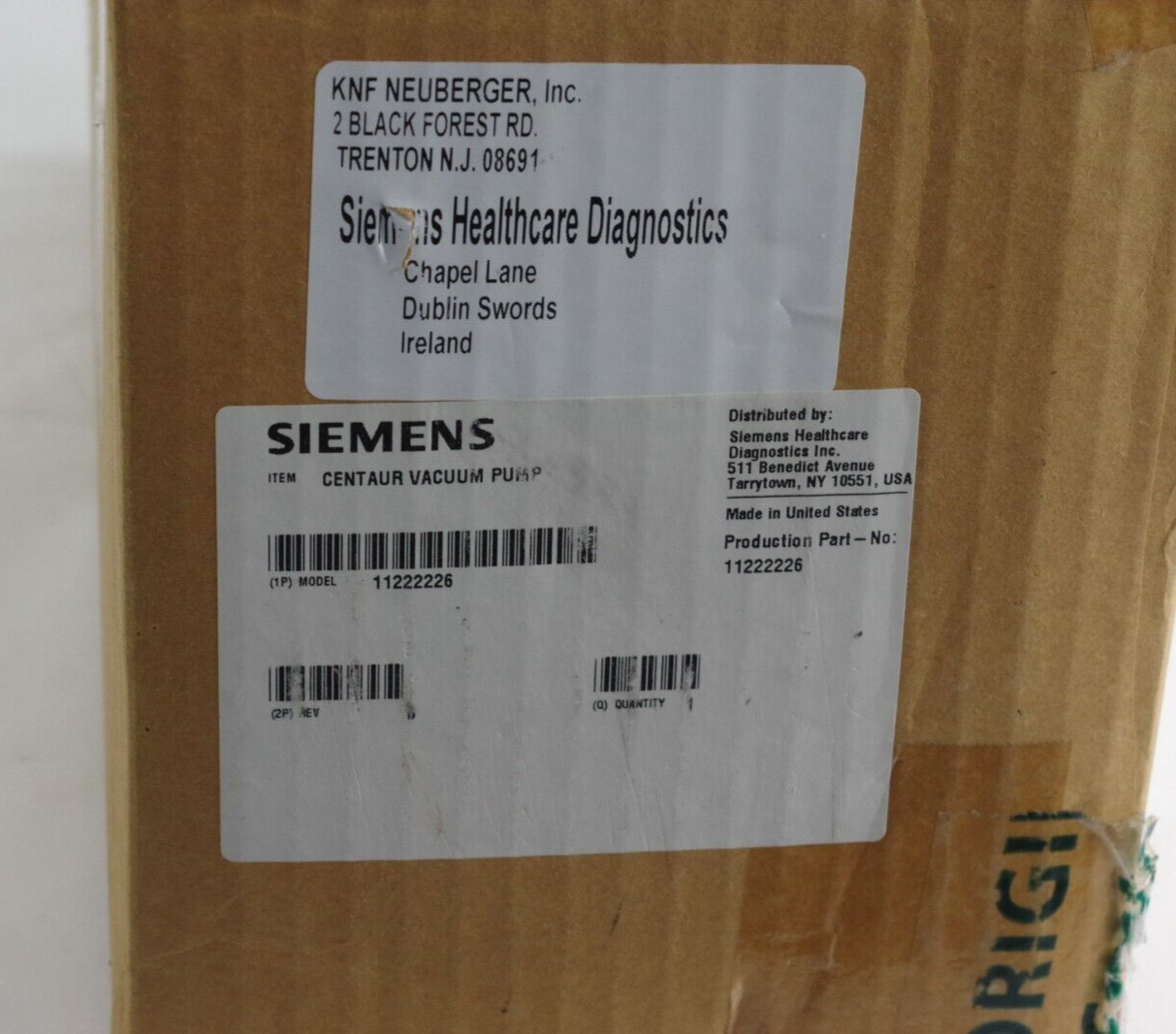 Siemens Centaur Vacuum Pump Assembly 11222226 rev B / KNF PU3286-N838.1.2 - New