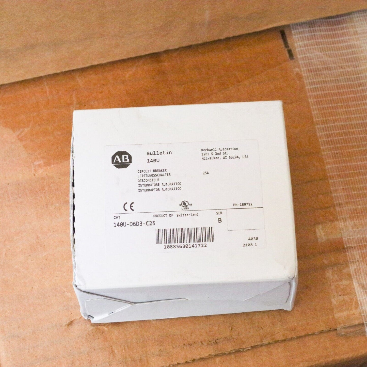 Allen-Bradley 140U-D6D3-C25 Ser B 25A Circuit Breaker