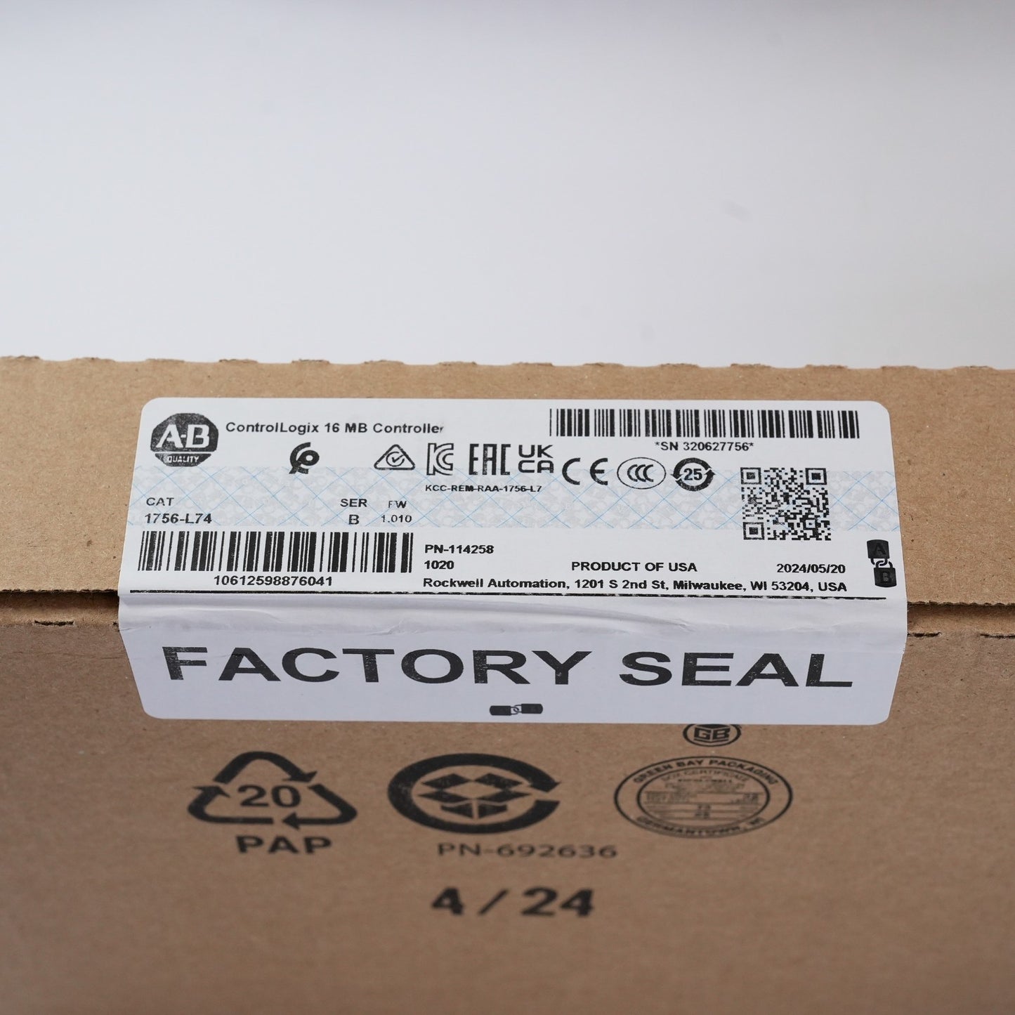 Allen Bradley 1756-L74 /B 16M ControlLogix 5574 Processor - 2024 Sealed Surplus