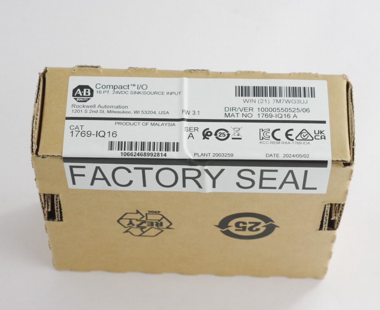 Allen Bradley 1769-IQ16 CompactLogix 16 Pt 24VDC I/O Module - Sealed Surplus