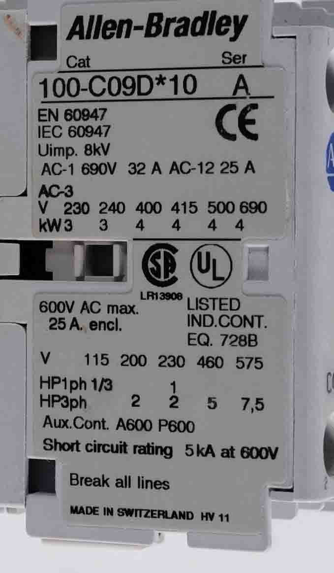 Allen Bradley 100-C09D*10 /A Contactor 120VAC 100C09D10 3-Pole
