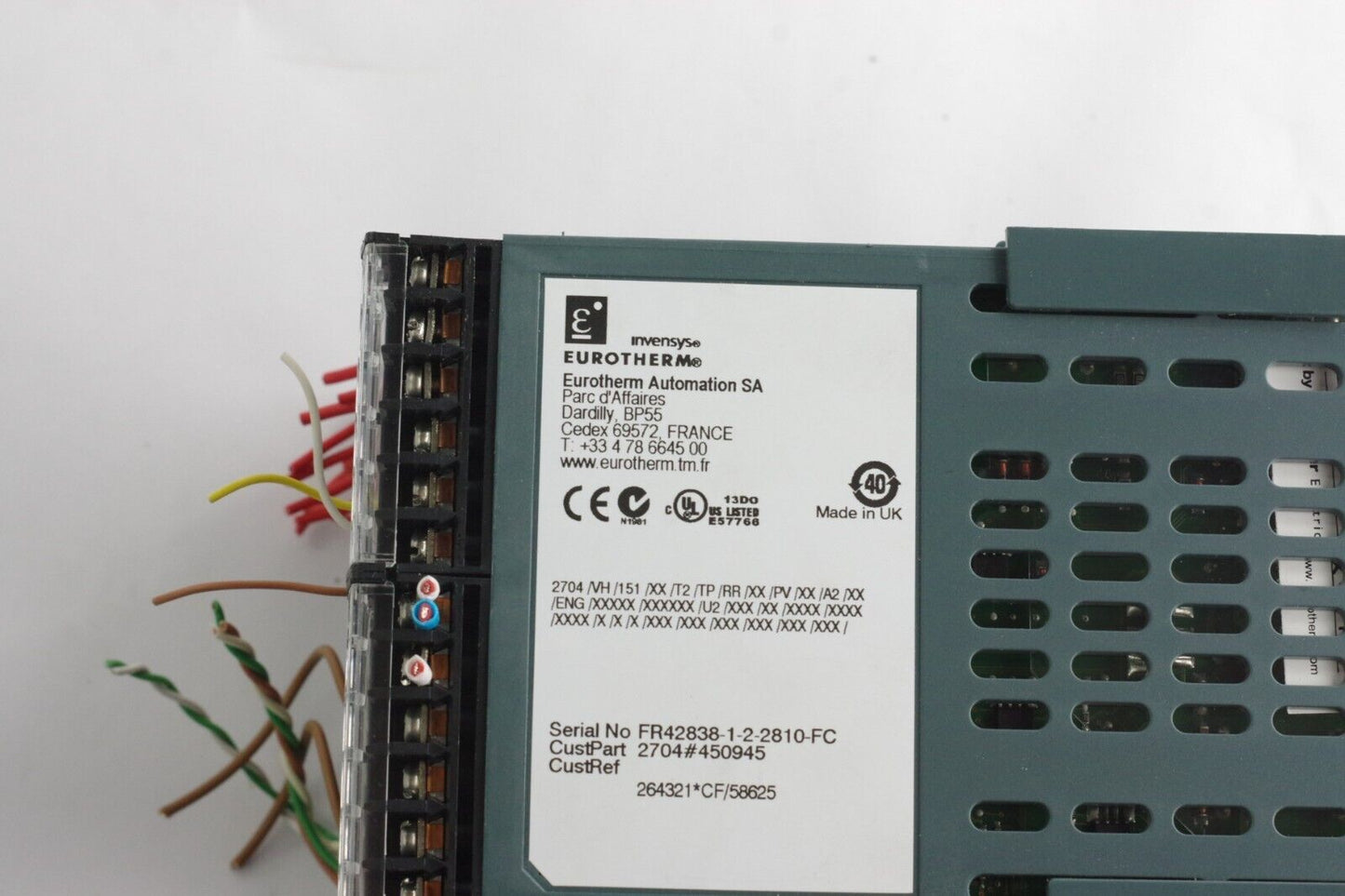 Eurotherm 2704 Temperature Controller 2704/VH/151/XX/T2/TP/RR/XX/PV/XX/A2/XX/ENG