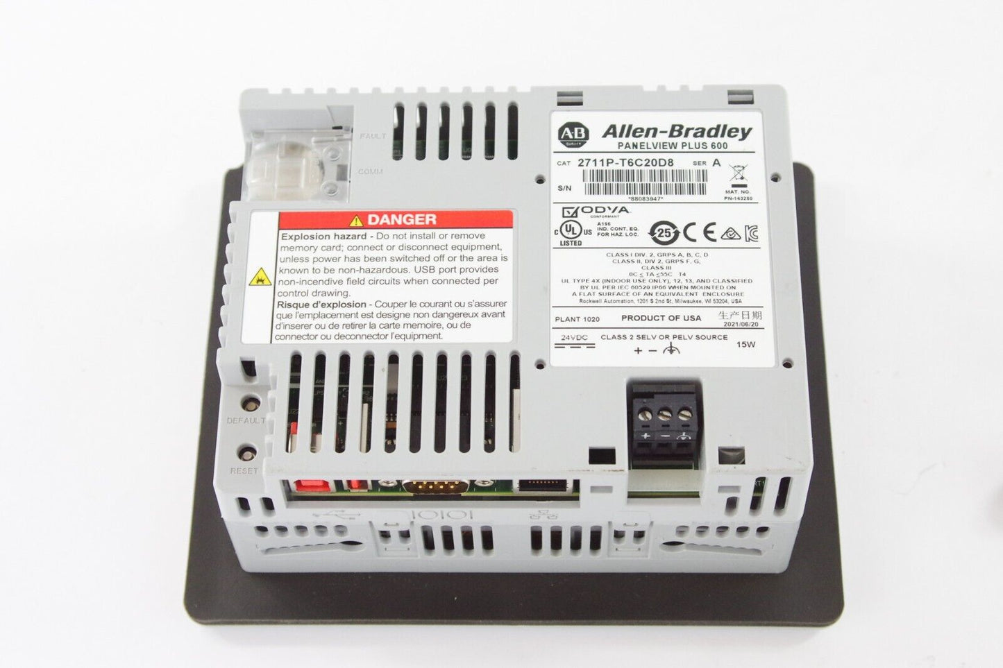2021 Allen-Bradley 2711P-T6C20D8 Ser A PanelView Plus 600 - Excellent Condition