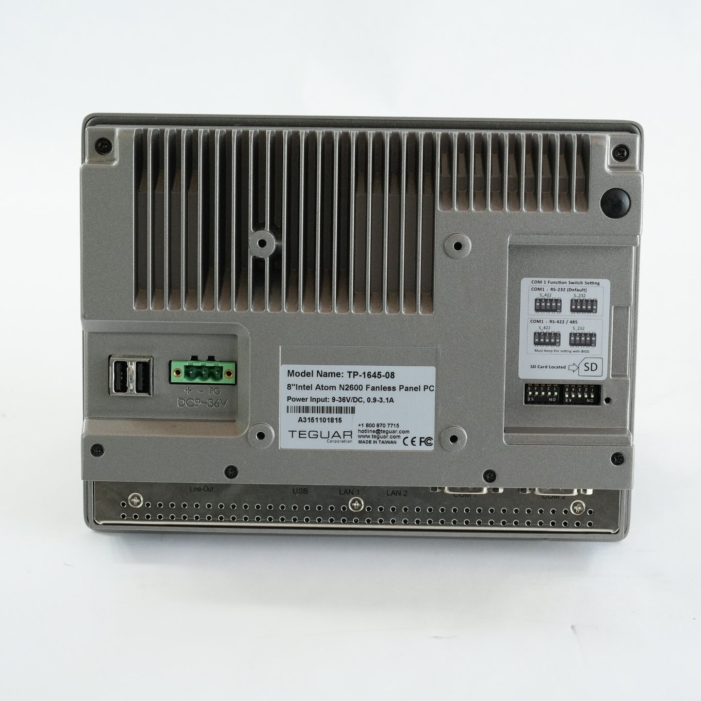 Teguar TP-1645-08 Industrial Panel PC 8" Intel Atom N2600 Fanless TP164508