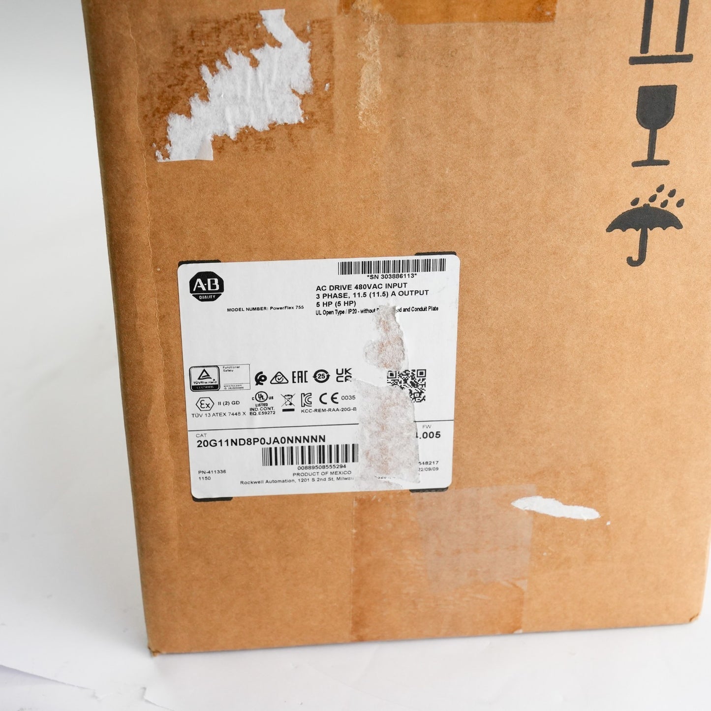 Allen Bradley 20G11ND8P0JA0NNNNN /A PowerFlex755 Air Cooled Drive 5HP - Open Box