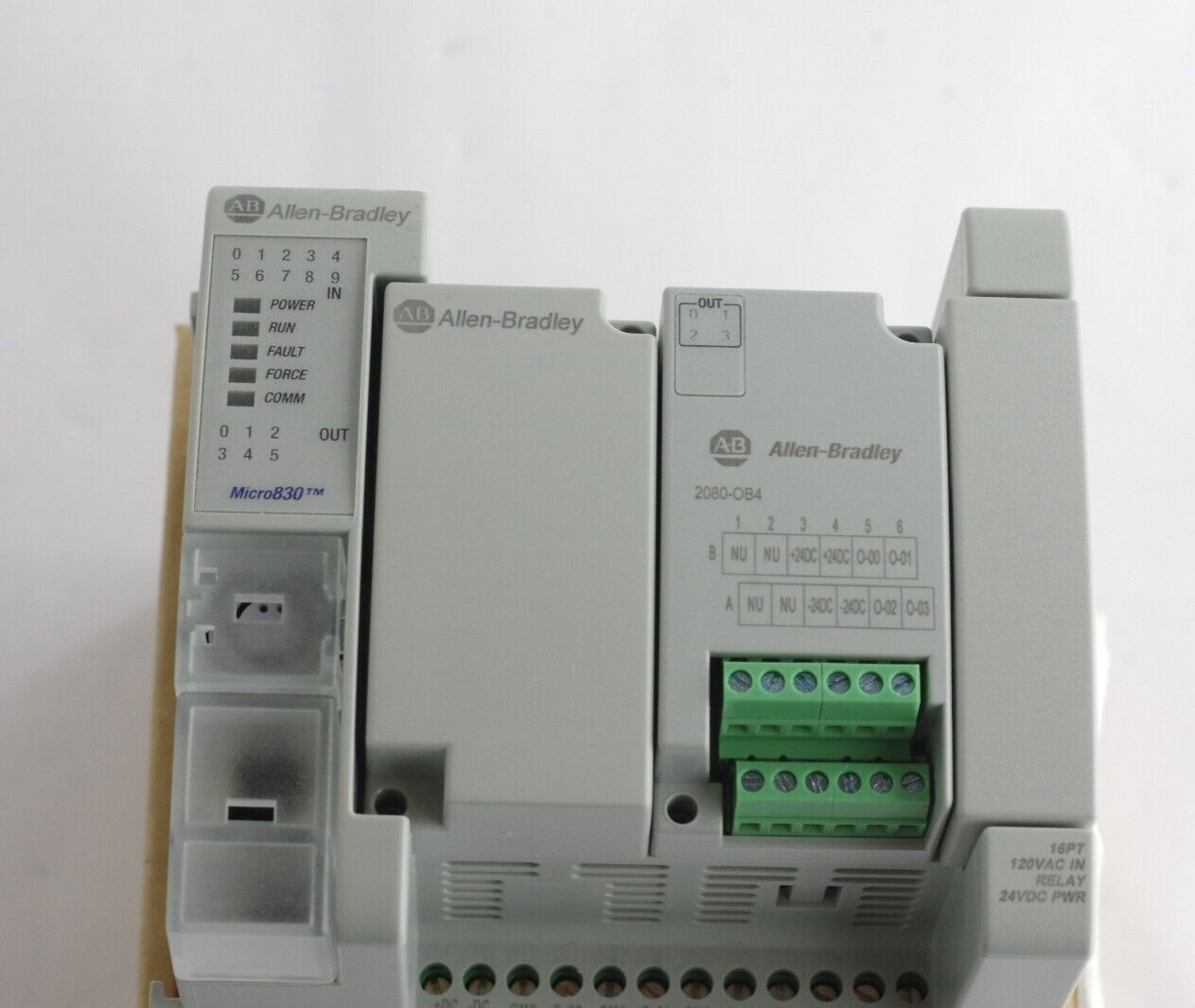 Allen Bradley 2080LC3016AWB /B Micro830 Controller 2080-LC30-16AWB + OB4