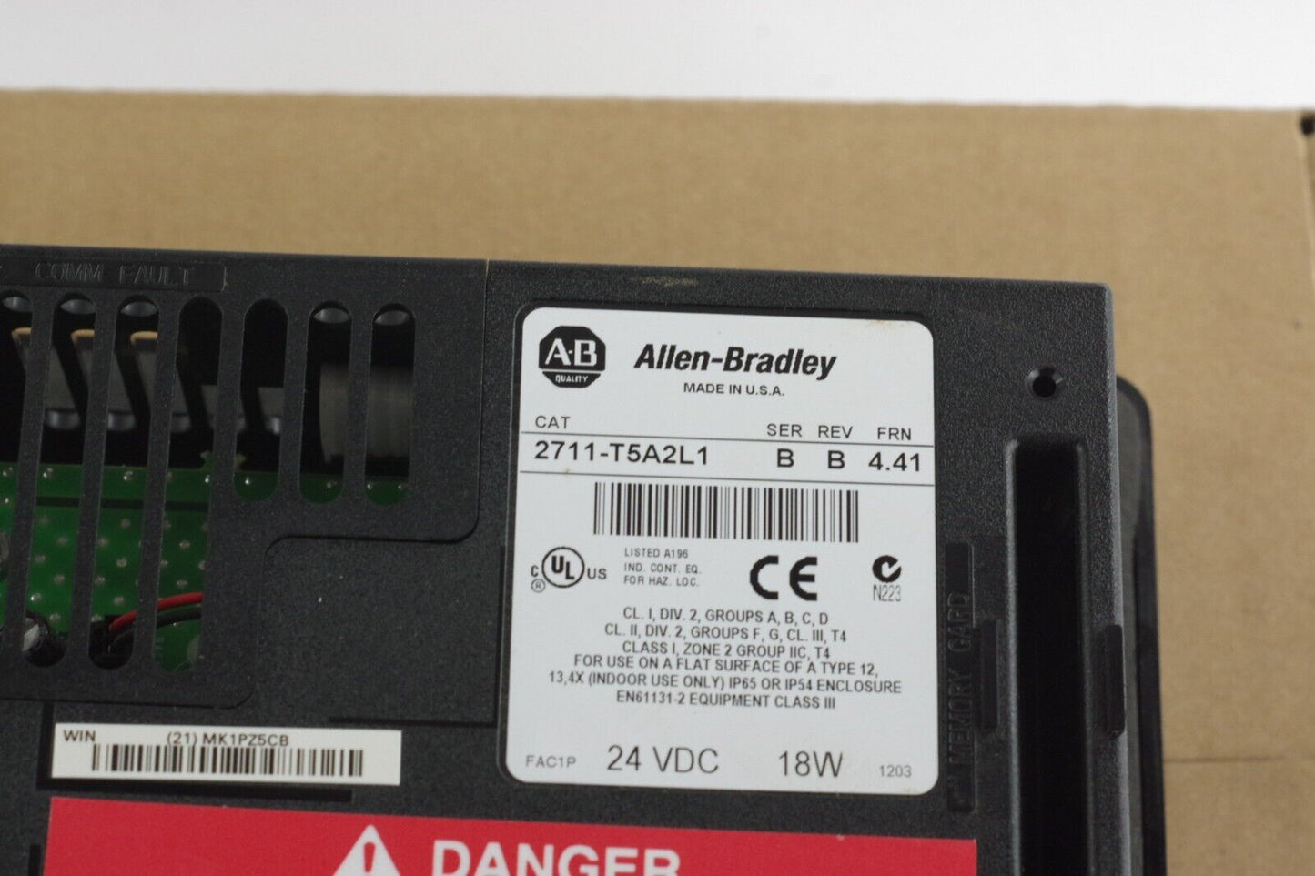 Allen Bradley 2711-T5A2L1 Ser B Rev B FRN. 4.41 PanelView 550 Terminal