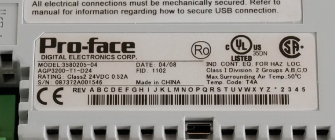 Pro-Face 3580205-04 Touchscreen Control Panel Interface AGP3200-T1-D24