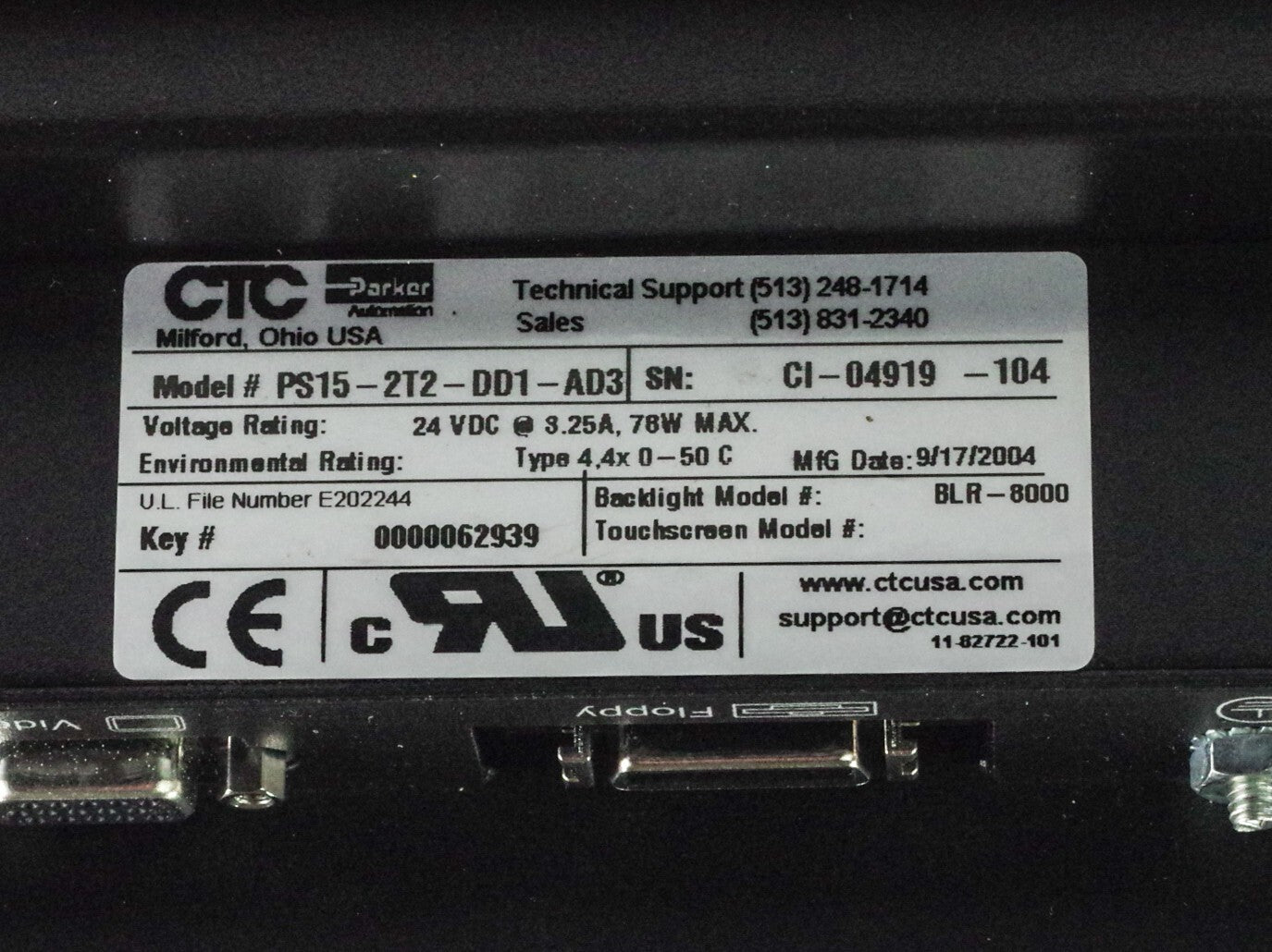 Parker CTC PS15-2T2-DD1-AD3 Operator Interface Panel - Refurbished