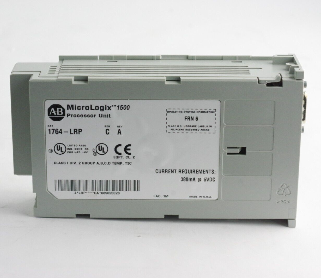 Allen Bradley 1764-LRP Ser C Rev A FRN 6 MicroLogix 1500 Processor Unit
