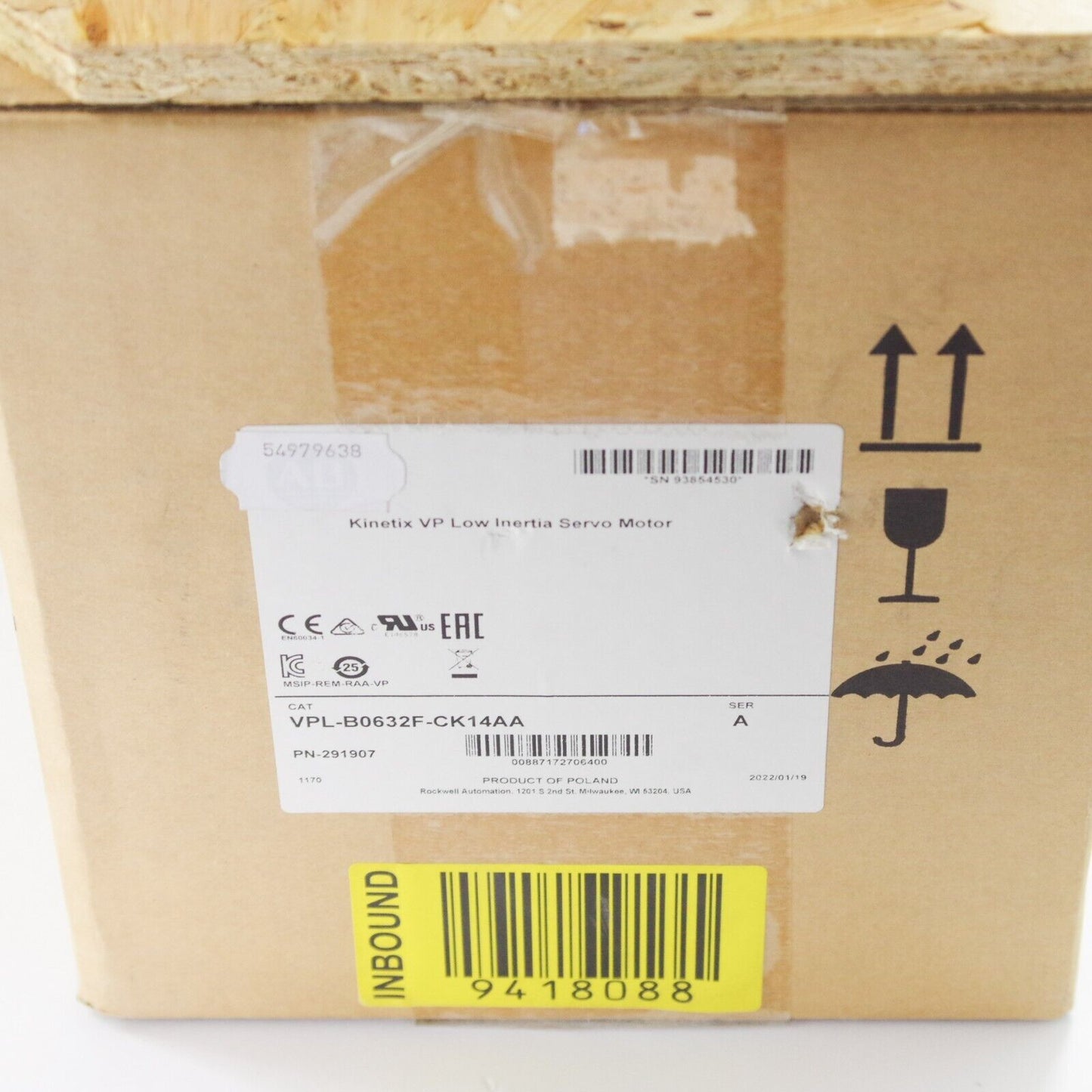 Allen Bradley VPL-B0632F-WK12AA Series A Kinetix Servo Motor - Open Box