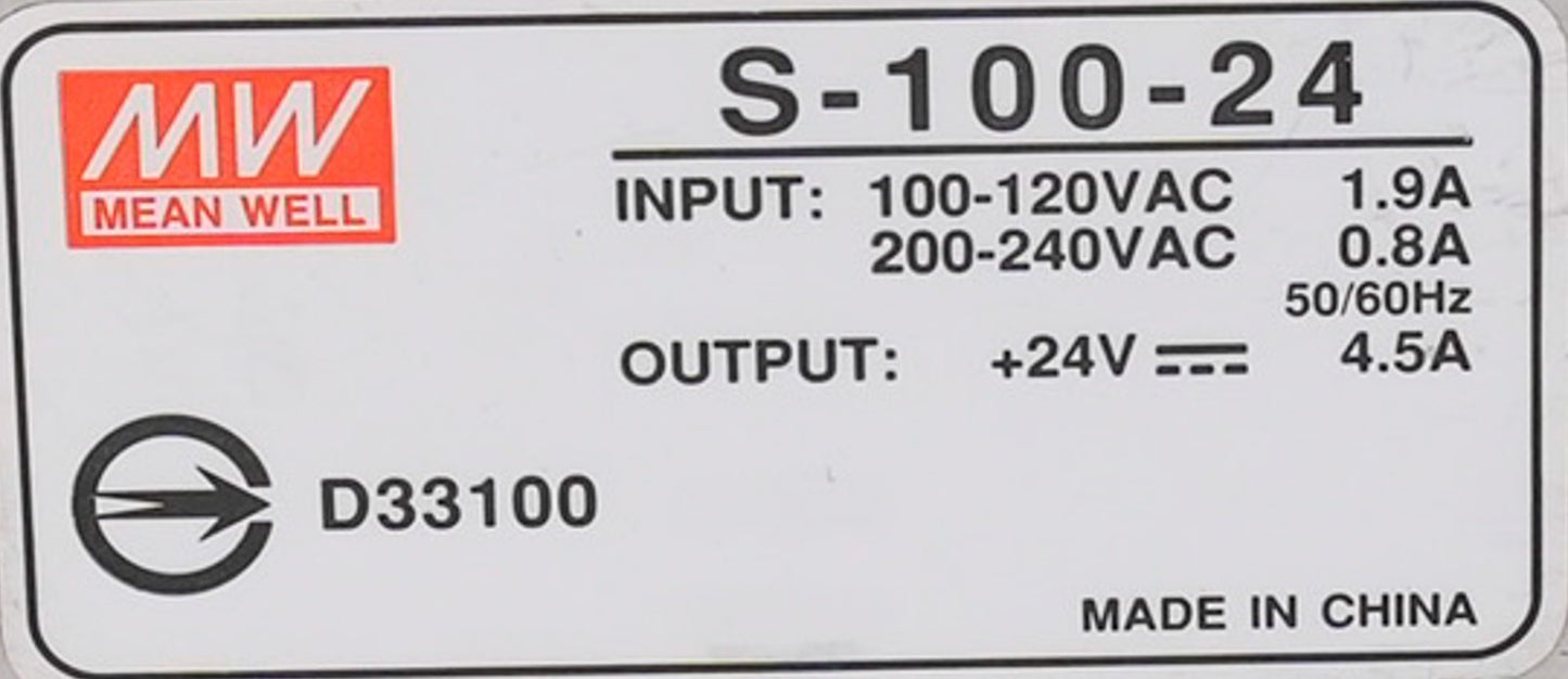 Mean Well S-100-24 Enclosed Switching Power Supply 24V 4.5A S10024