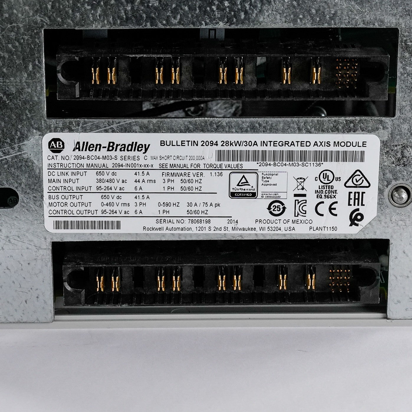 Allen Bradley 2094-BC04-M03-S /C Bulletin 2094 28kW/30A Axis Module Refurbished