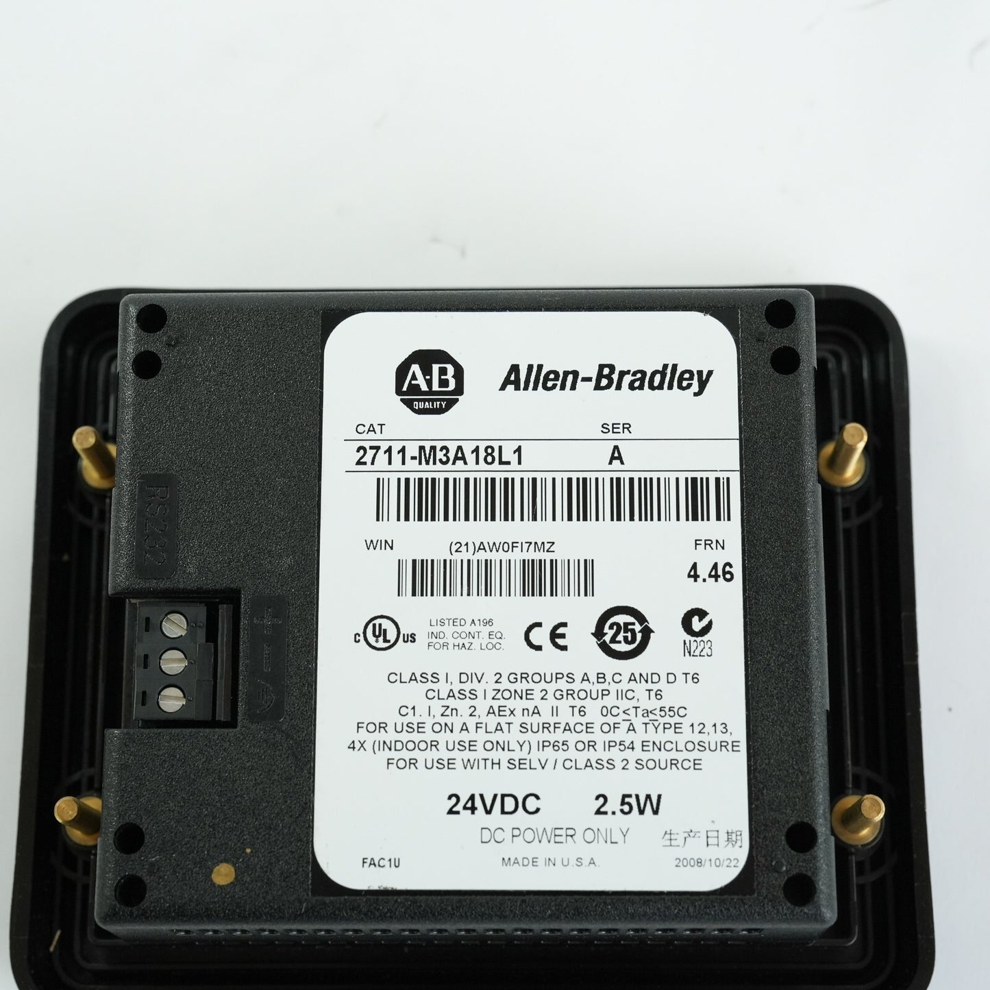 Allen Bradley 2711-M3A18L1 /A FRN 4.46 PanelView 300 Micro Keypad HMI Terminal