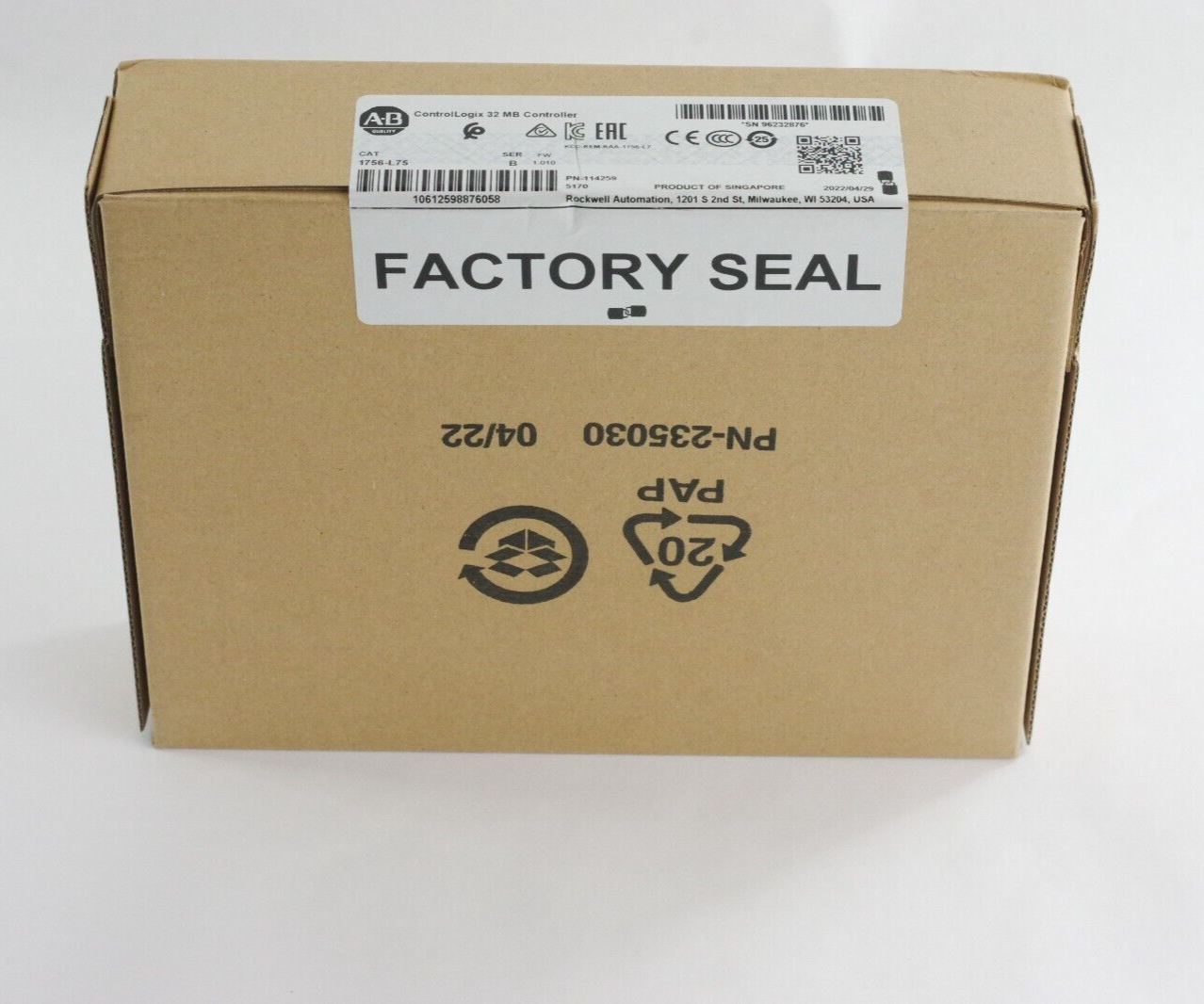 2022-23 Allen Bradley 1756-L75 /B ControlLogix 32MB Controller Sealed Surplus