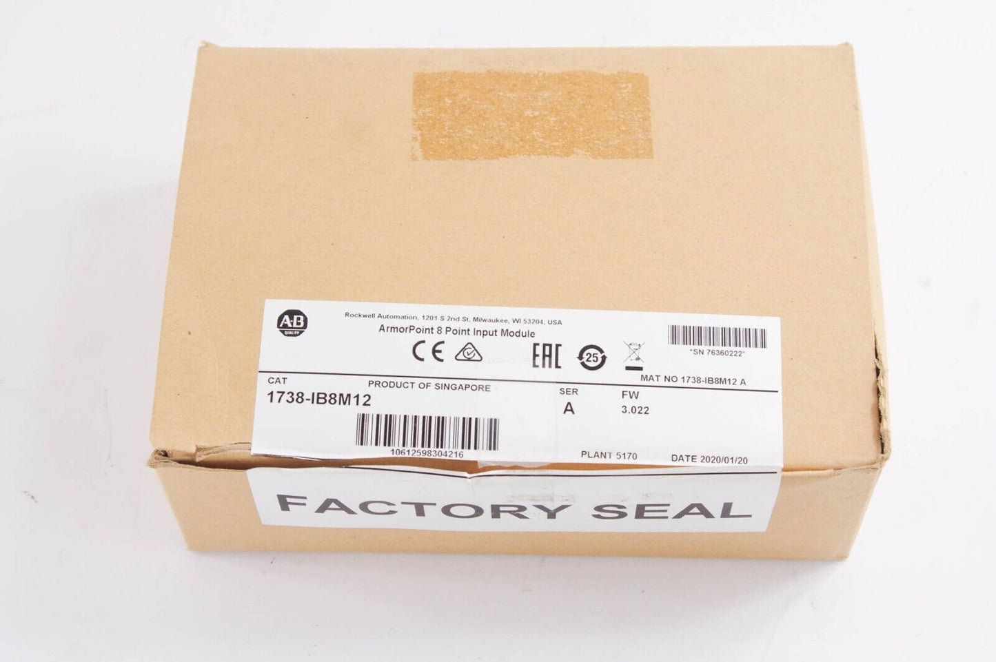 Allen Bradly 1738-IB8M12 / 1738IB8M12 Ser A ArmorPoint 8 Point Input Module