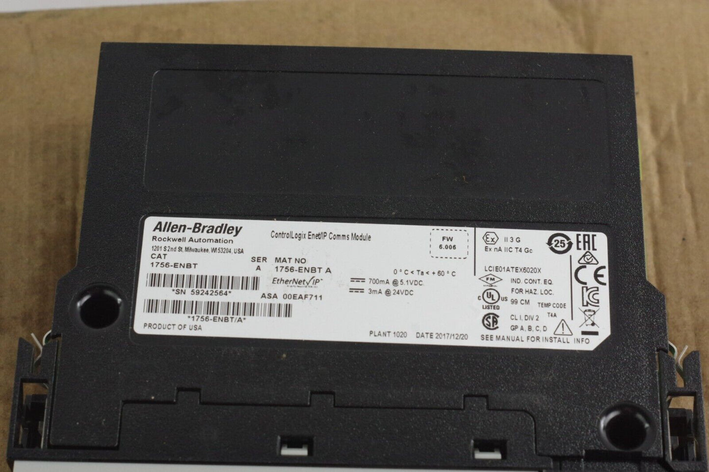 Allen Bradley 1756-ENBT Ser A ControlLogix EtherNet/IP Module PLC - Open Box