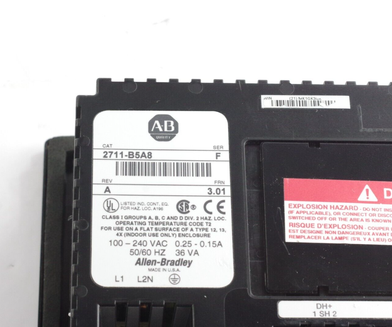 Allen Bradley 2711-B5A8 Ser F Rev A PanelView 550 5.5" AC Monochrome Terminal
