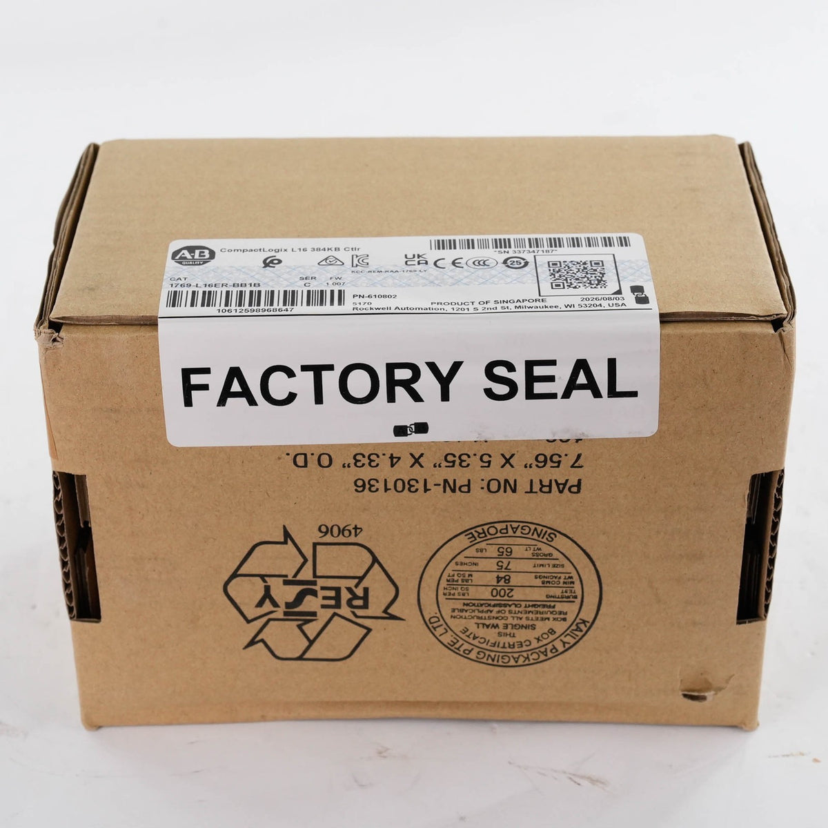 Allen Bradley 1769-L16ER-BB1B Ser C CompactLogix 5370 L1 Controller 24VDC