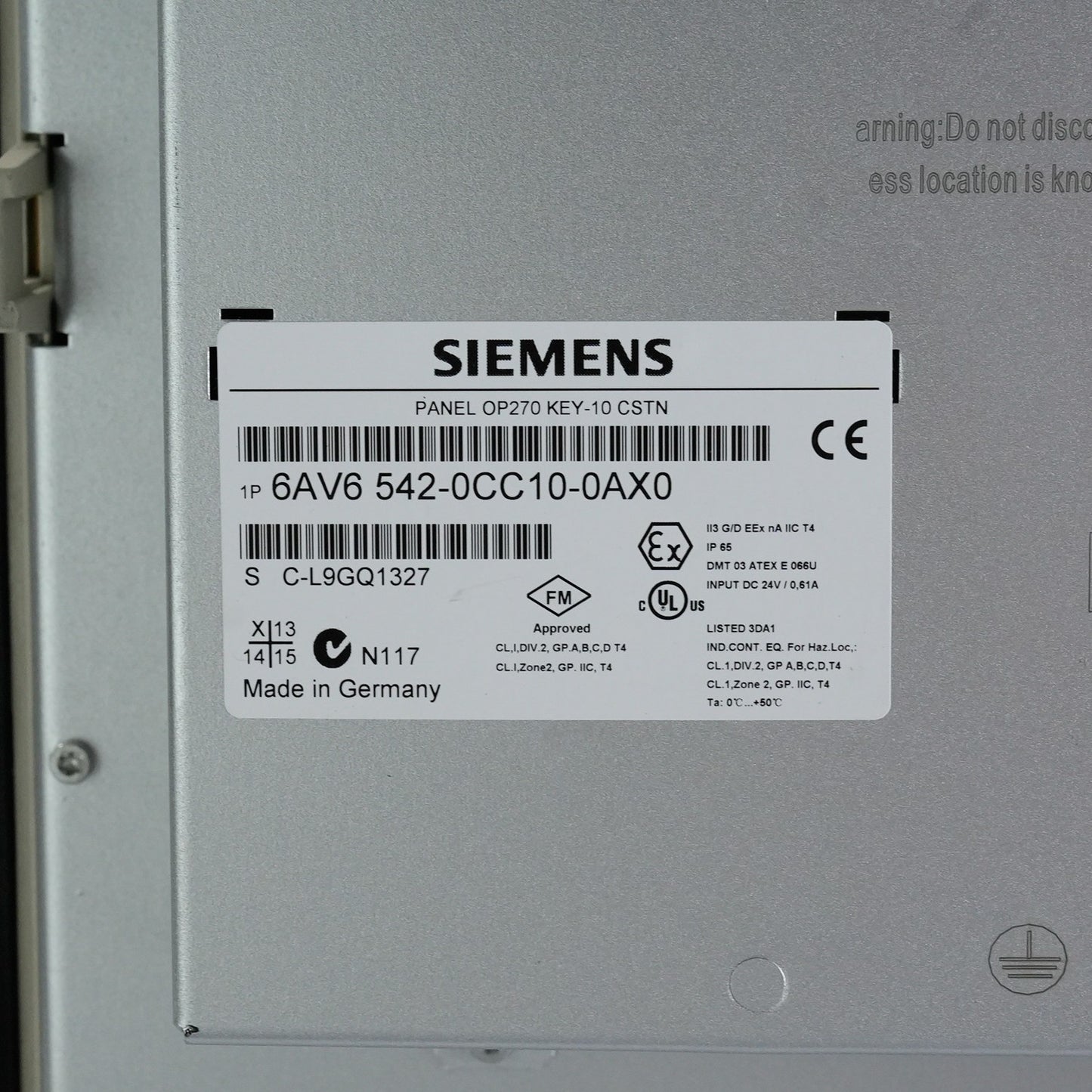 Siemens 6AV654-0CC10-0AX0 OP270 Key-10 CSTN HMI Panel