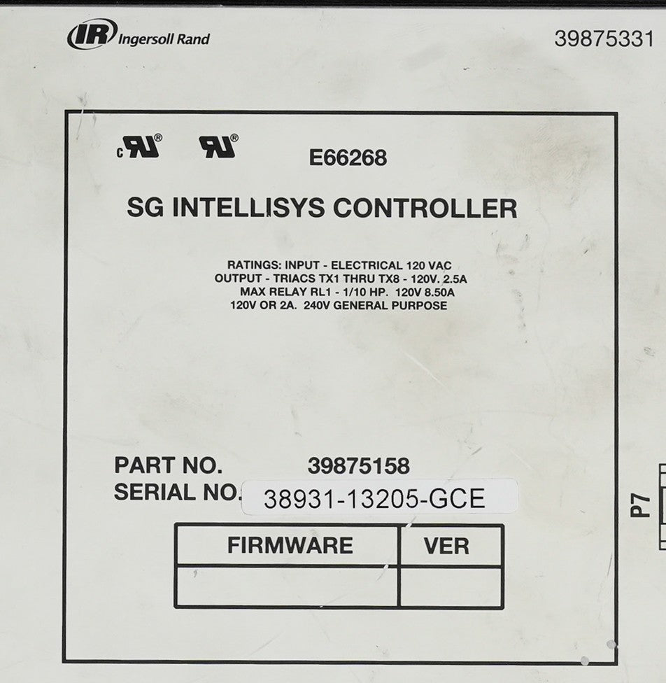 INGERSOLL-RAND 39875158 SG INTELLISYS Controller 39875331 E66268